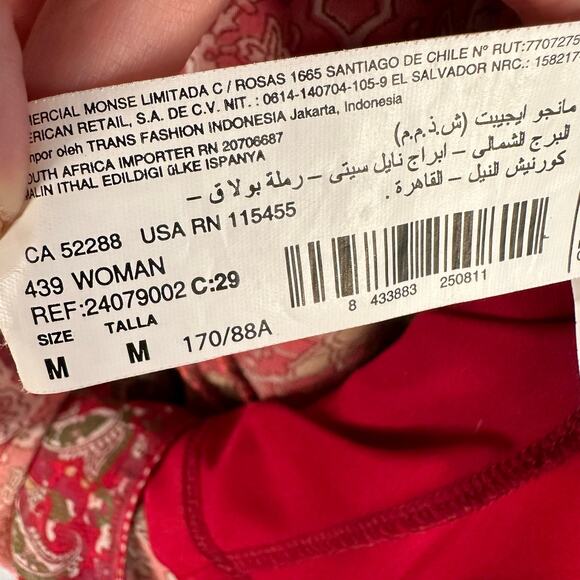 Mng Mango Suit Womens size 6 Drop Waist Sleeveless Beaded Day Mini Dress Red - Picture 9 of 11